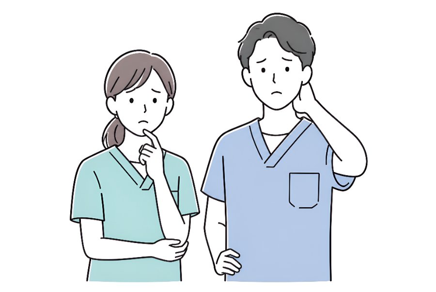 悩む看護スタッフのイラスト
